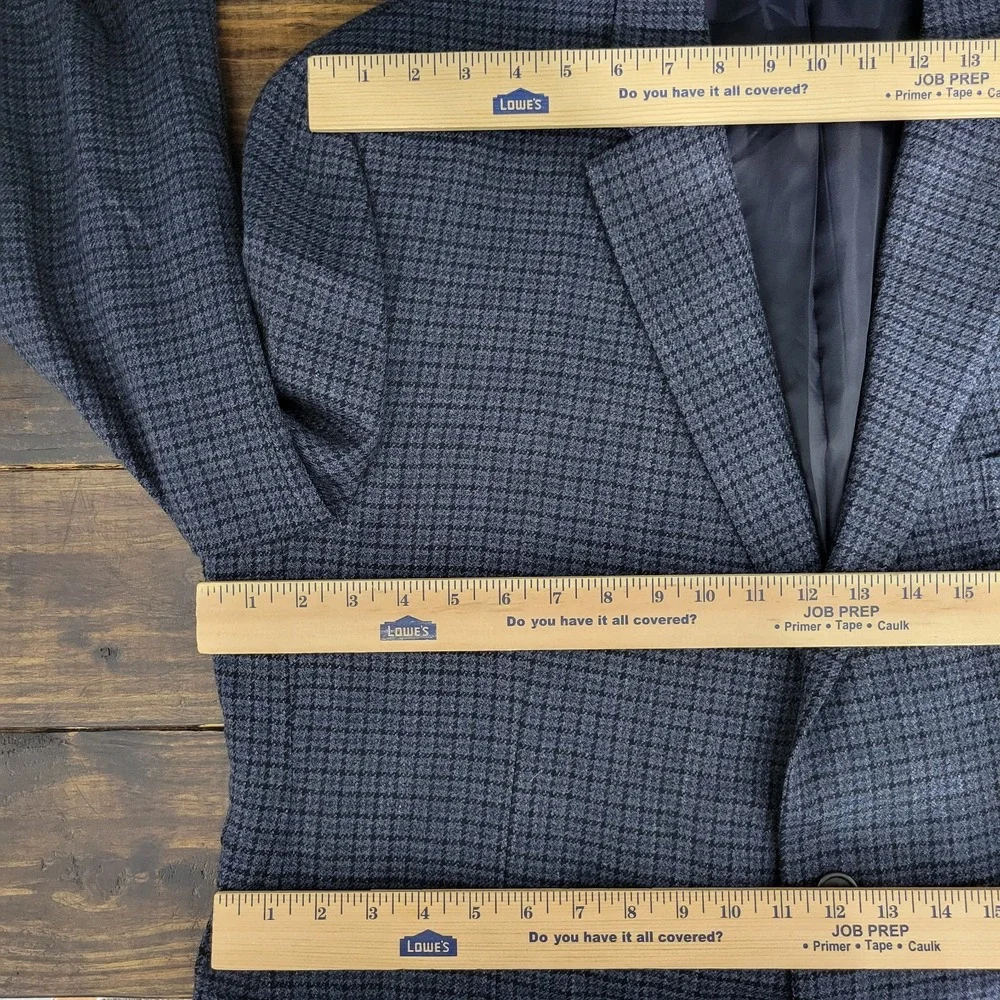 Chaps‎ Men's Sport Coat Blazer Two Button Flannel Navy Blue Wool Size 50R